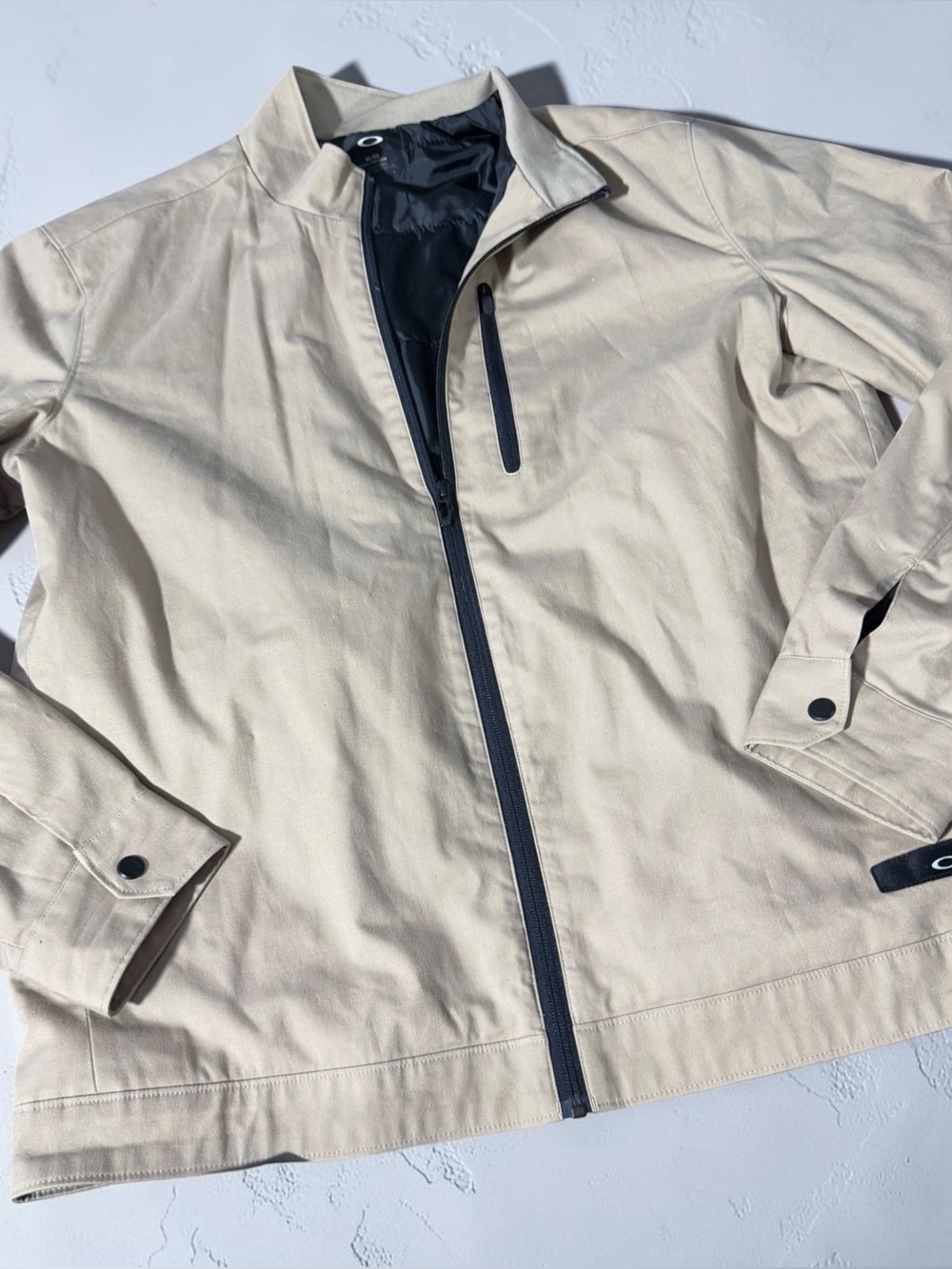 Men's Oakley City Performance Bomber Light Beige Zip-Front Jacket- Size XL Tall